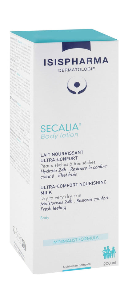 Isispharma Secalia Unscented 24H Moisturizing, Restoring & Nourishing Body Milk Lotion for Dry Skin, 200ml - Makkah Pharmacy