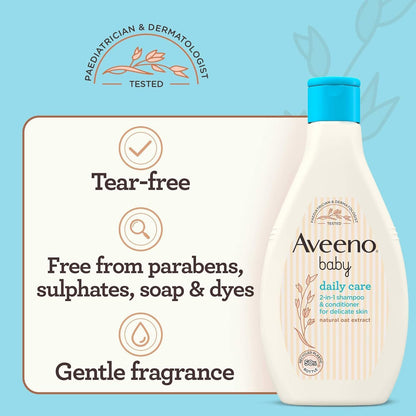 Aveeno Baby Daily Care 2-in1 Shampoo & Conditioner for Delicate Skin, 250ml - Makkah Pharmacy