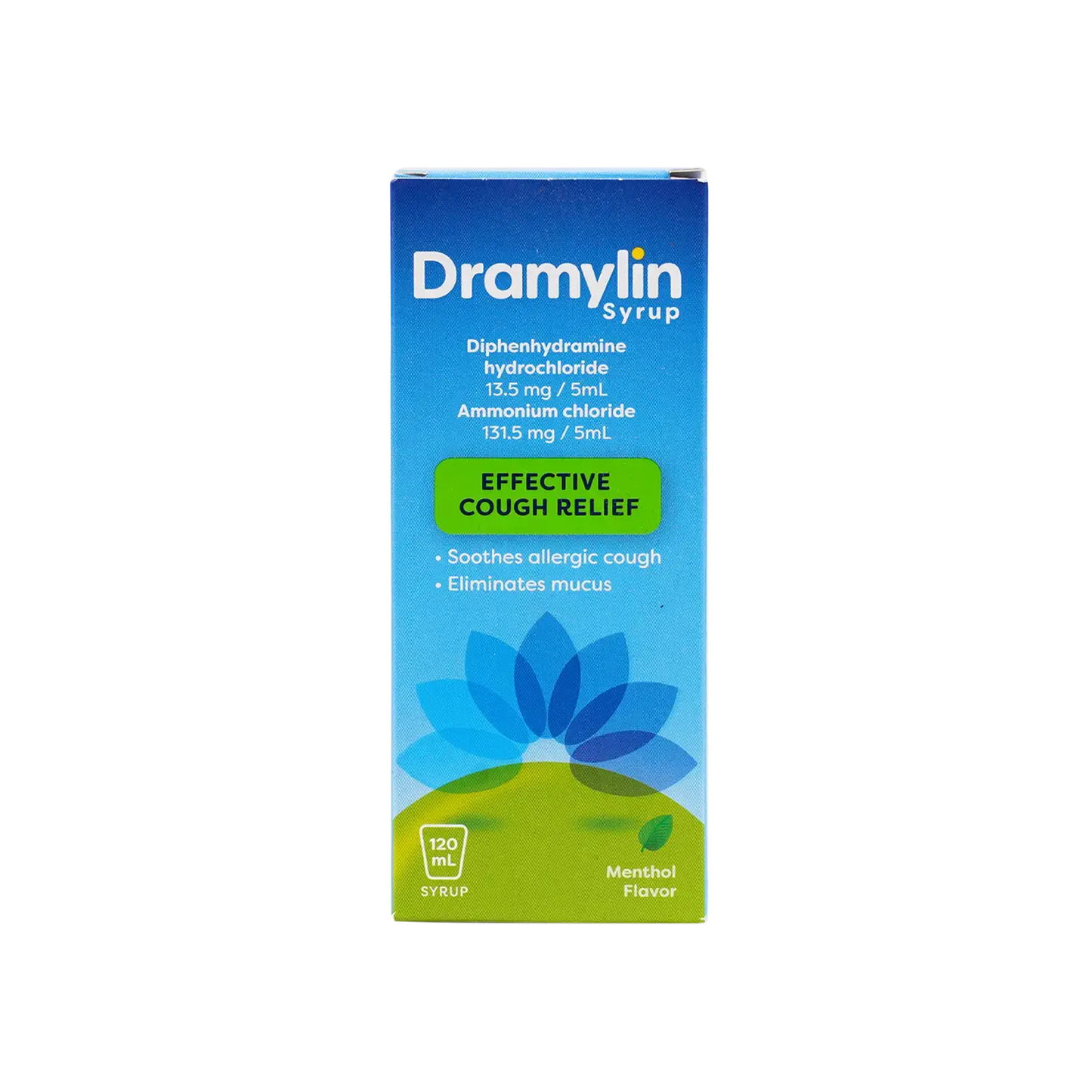 Dramylin 13.5mg Diphenhydramine HCL Syrup for Allergic & Productive Cough, 120ml