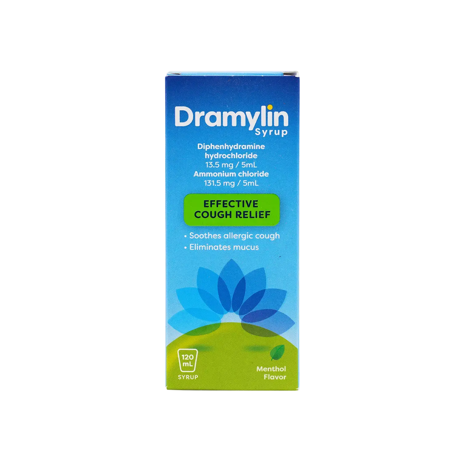 Dramylin 13.5mg Diphenhydramine HCL Syrup for Allergic & Productive Cough, 120ml