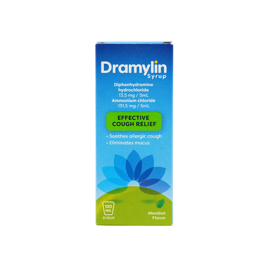 Dramylin 13.5mg Diphenhydramine HCL Syrup for Allergic & Productive Cough, 120ml