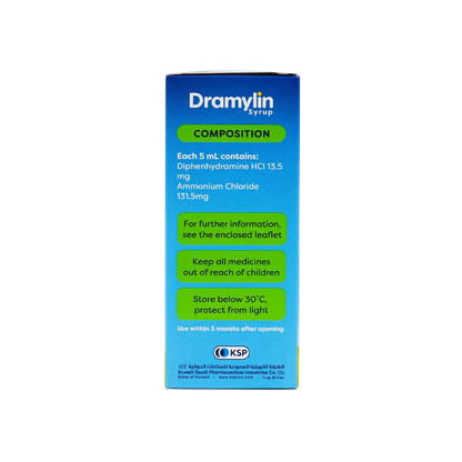 Dramylin 13.5mg Diphenhydramine HCL Syrup for Allergic & Productive Cough, 120ml