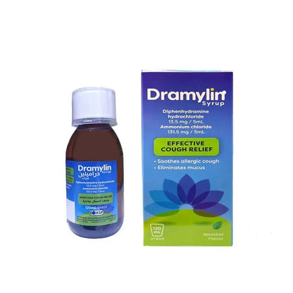 Dramylin 13.5mg Diphenhydramine HCL Syrup for Allergic & Productive Cough, 120ml