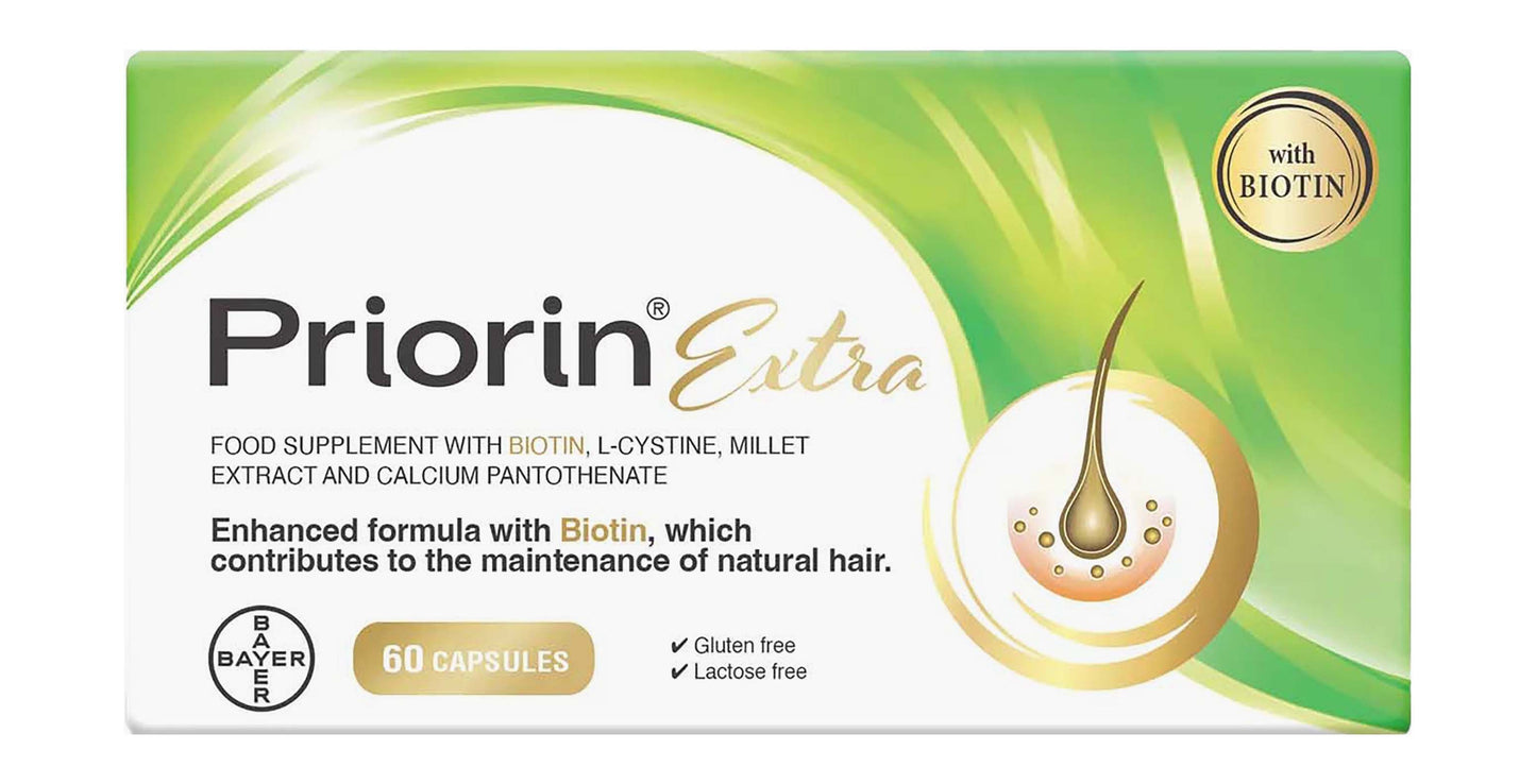 Priorin Extra Hair Support Supplement with Biotin  L-Cystine & Millet Extract - gluten free  lactose free, 60 Capsules - Makkah Pharmacy