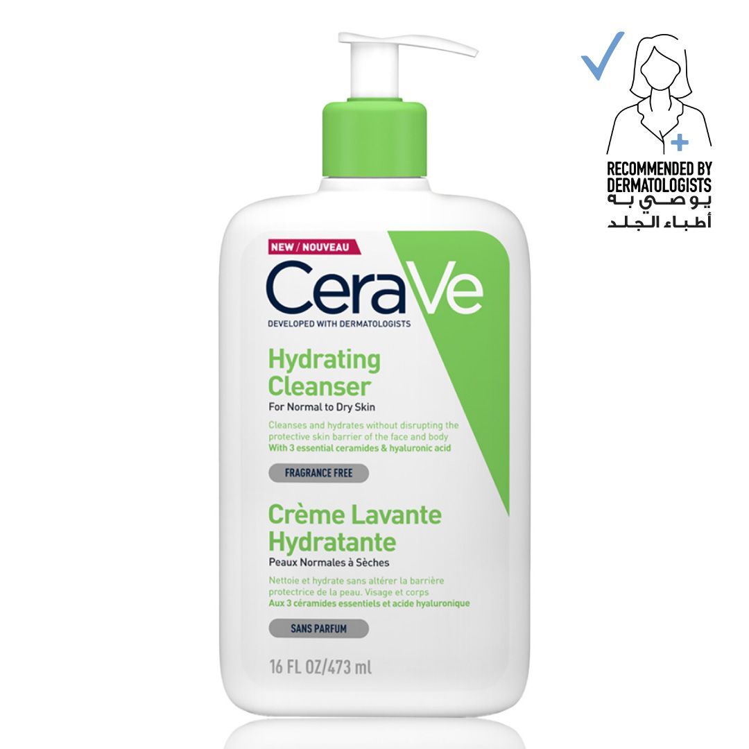 CeraVe Hypoallergenic Hydrating Face & Body Cleanser with Ceramides & Hyaluronic Acid, 473ml - Makkah Pharmacy