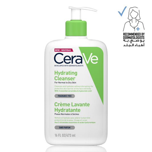 CeraVe Hypoallergenic Hydrating Face & Body Cleanser with Ceramides & Hyaluronic Acid, 473ml - Makkah Pharmacy