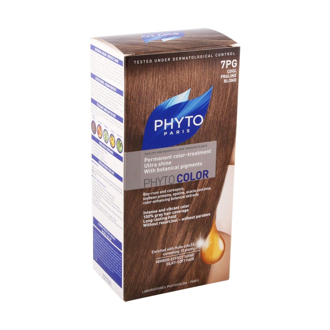 Phyto Paris Permanent Color Treatment Ultra Shine with Botanical Pigments  Cool Praline Blond 7pg - paraben free 1 pack
