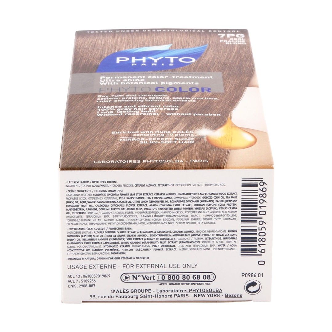 Phyto Paris Permanent Color Treatment Ultra Shine with Botanical Pigments  Cool Praline Blond 7pg - paraben free 1 pack
