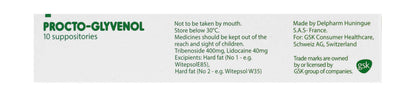Procto-Glyvenol 400mg Suppositories for Hemorrhoid Treatment 10 Suppositories