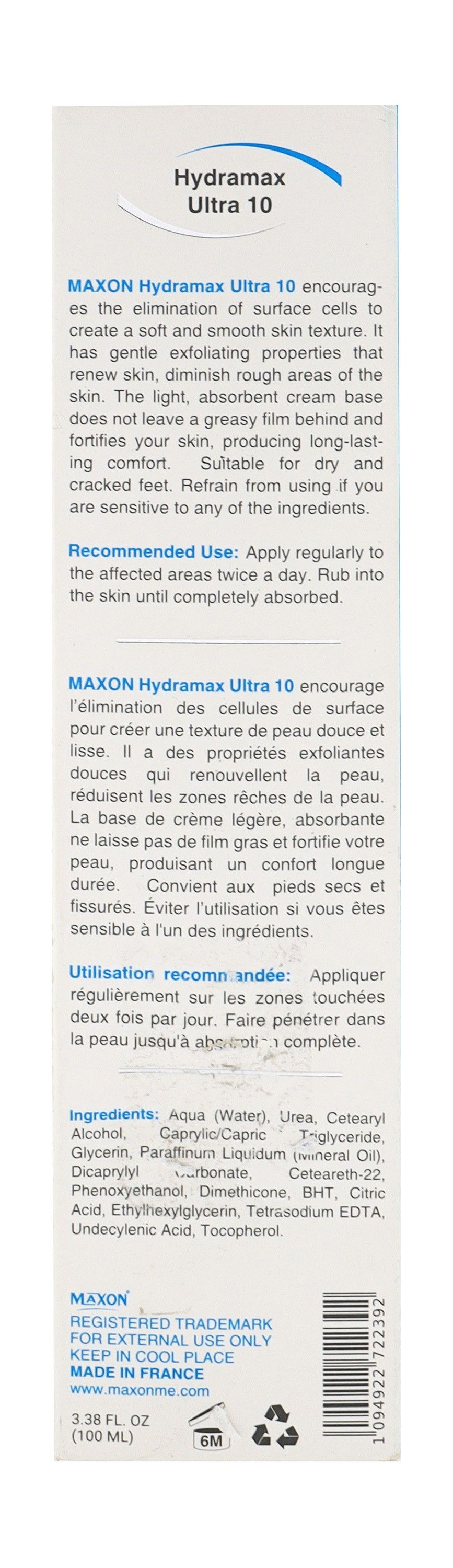 Maxon Hydramax Ultra 10 Moisturizing Cream For Cracked Rough, Dry & Scaly Skin 100 Ml - Makkah Pharmacy