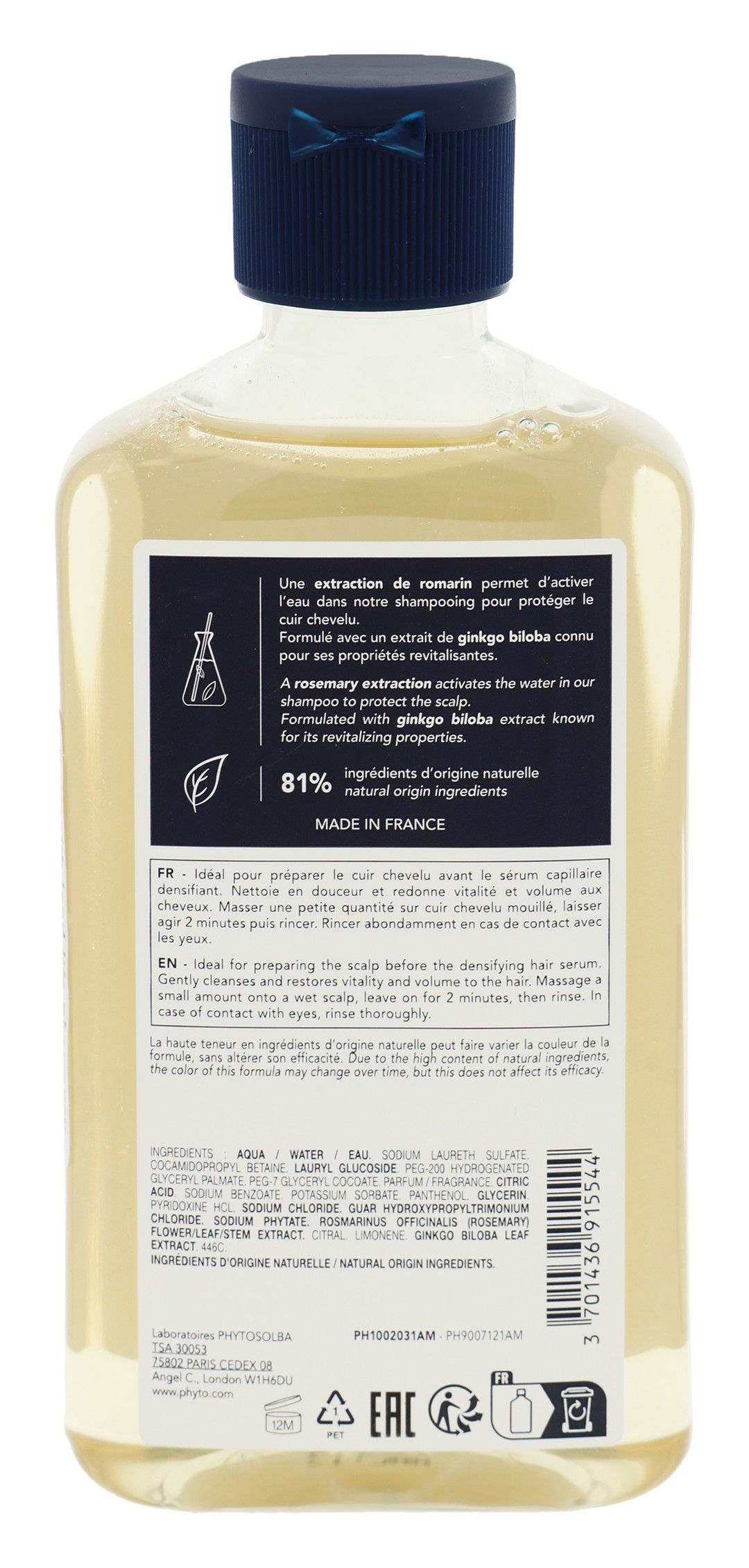 Phyto Paris Invigorating Shampoo with Phytocyane & Gingko Biloba Extract, 250ml - Makkah Pharmacy