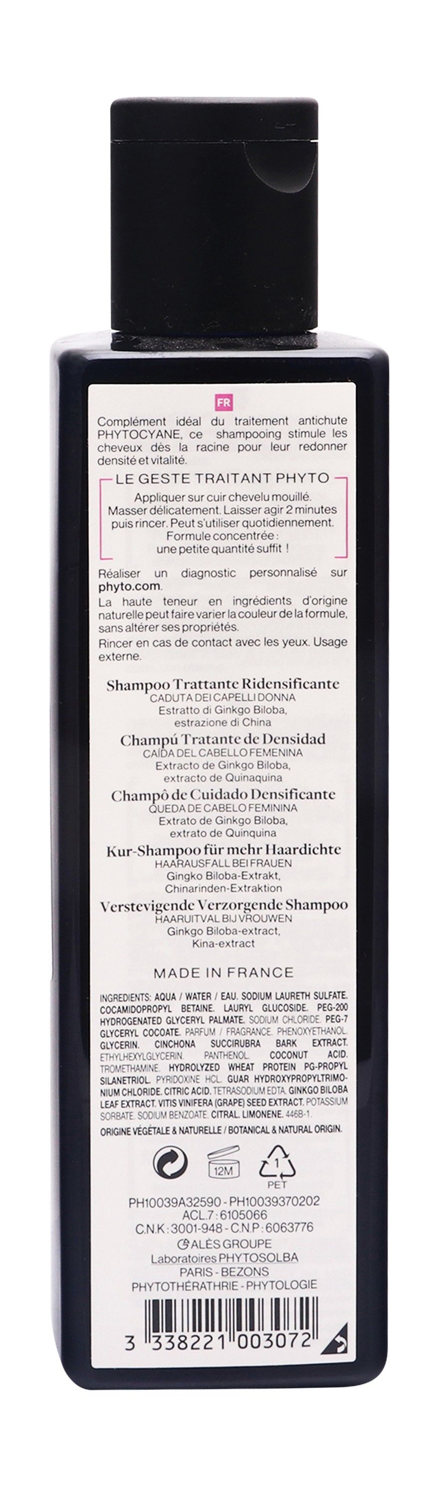 Phyto Paris Cyane Women's Densifying Treatment Shampoo for Thinning Hair, 250ml