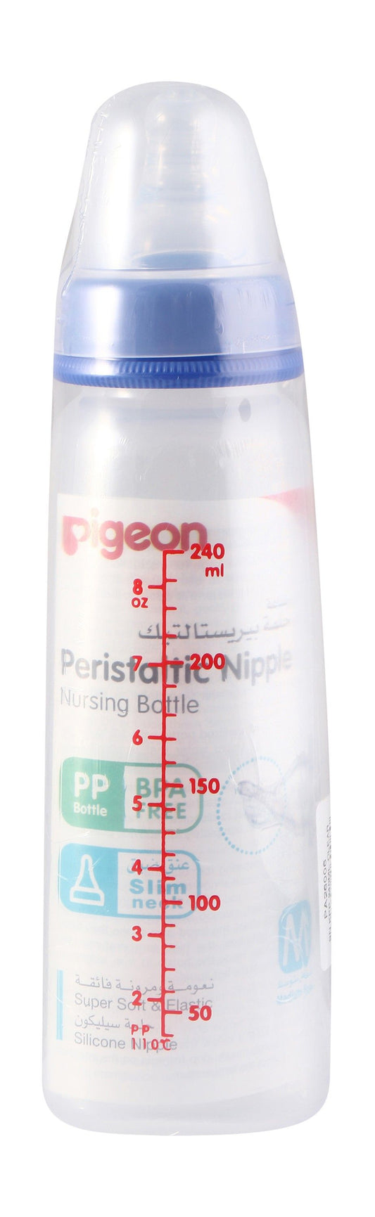 Pigeon Blue 240ml Medium Flow Nursing Bottle with Peristaltic Nipple, 1 Piece