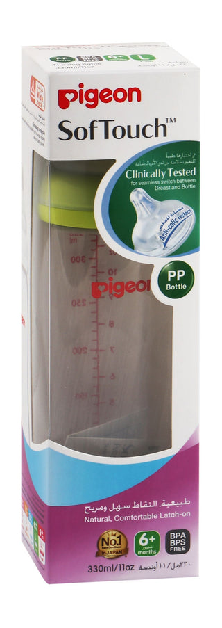 Pigeon SofTouch Green 330ml Anti-Colic Nursing Bottle (6+ Months), 1 Piece - Makkah Pharmacy