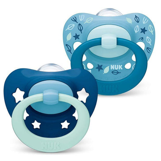 Nuk Signature Light & Dark Blue Silicone Soothers (6-18 Months), 2 Pieces - Makkah Pharmacy
