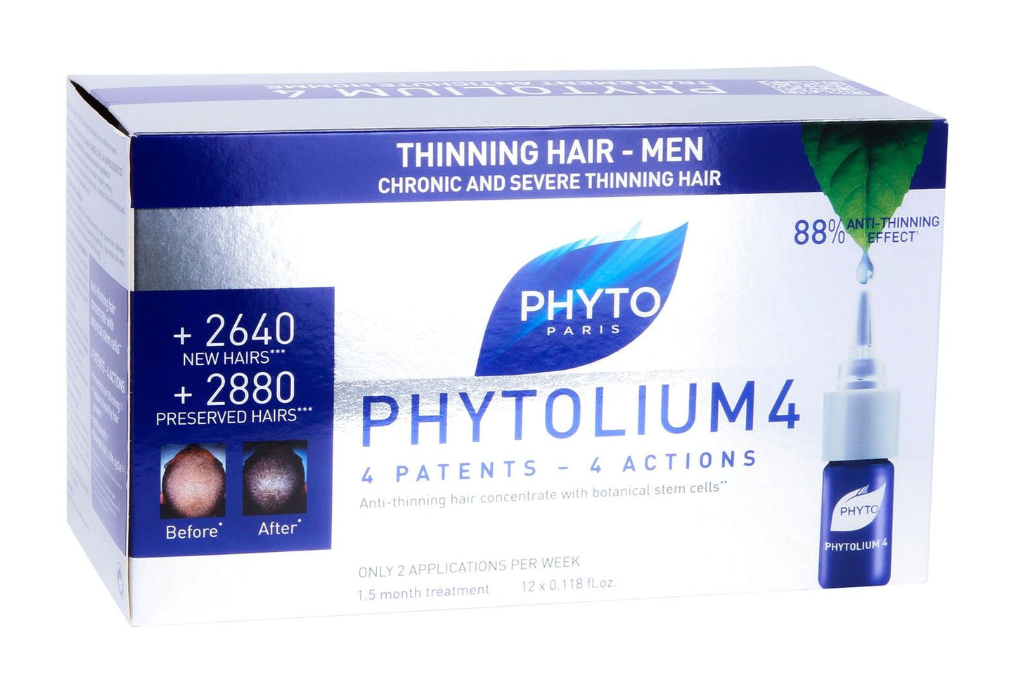 Phyto Paris Phytolium4 Anti-Thinning Hair Concentrate for Men, 12x3.5ml