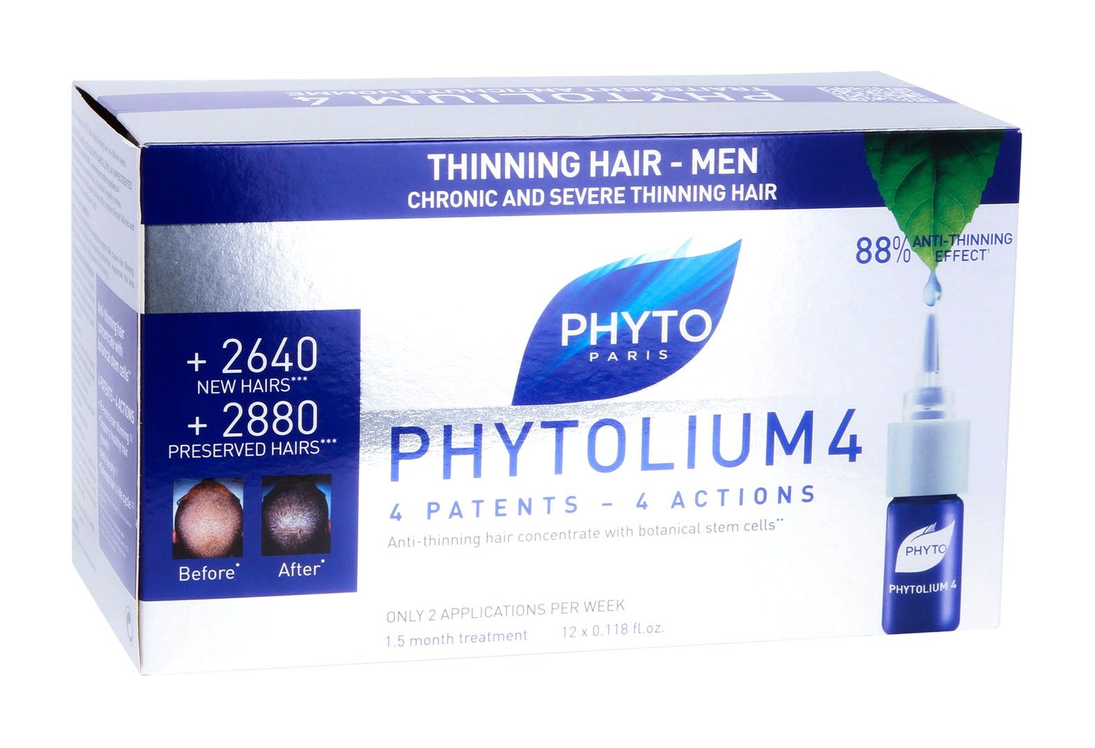 Phyto Paris Phytolium4 Anti-Thinning Hair Concentrate for Men, 12x3.5ml