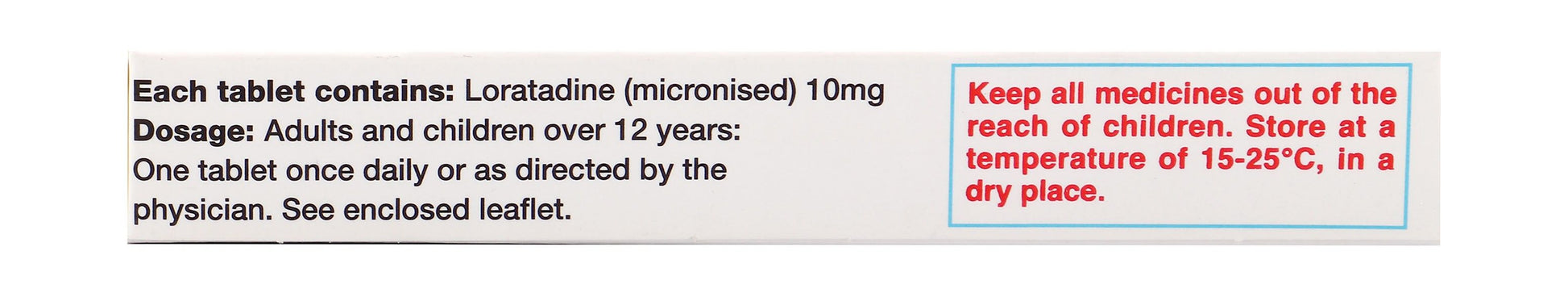 Loratin 10mg Loratadine Non-Sedating Antihistamine, 20 Tablets