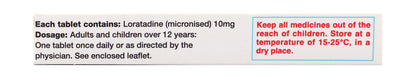 Loratin 10mg Loratadine Non-Sedating Antihistamine, 20 Tablets