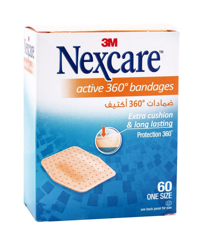 Nexcare Active 360 Degree Bandages (23x28mm), 60 Pieces - Makkah Pharmacy