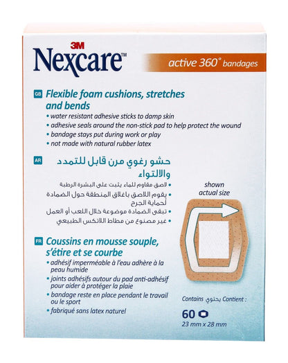 Nexcare Active 360 Degree Bandages (23x28mm), 60 Pieces - Makkah Pharmacy