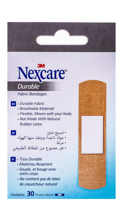 Nexcare Durable Fabric Bandages (72mmx19mm), 30 Pieces - Makkah Pharmacy