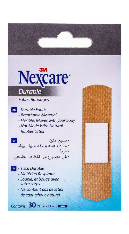 Nexcare Durable Fabric Bandages (72mmx19mm), 30 Pieces - Makkah Pharmacy