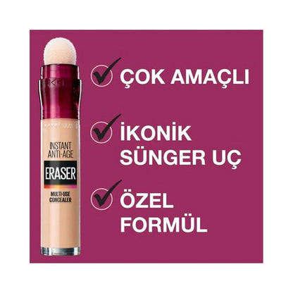Maybelline Eraser Instant Anti-Aging Multi-Use Concealer - Honey 04, 6.8ml - Makkah Pharmacy