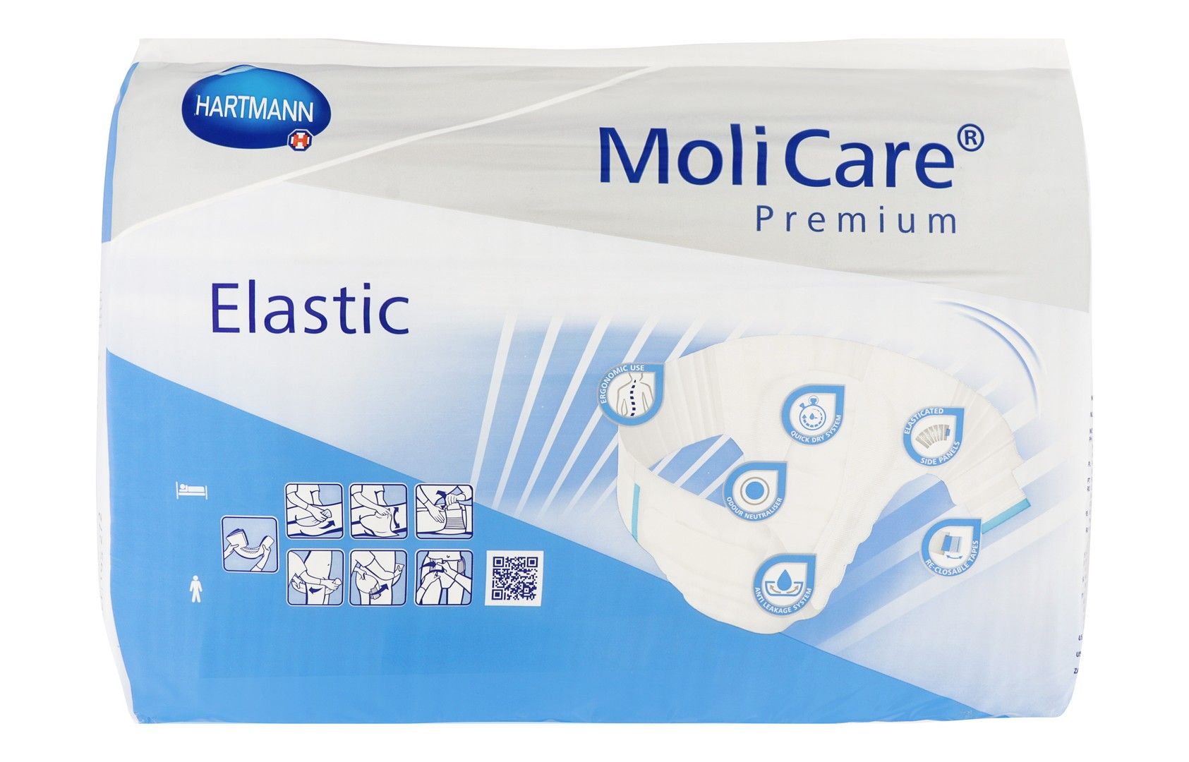 Moli Care Elastic Hypoallergenic Medium Adult Diapers (85-120cm), 30 Pieces - Makkah Pharmacy