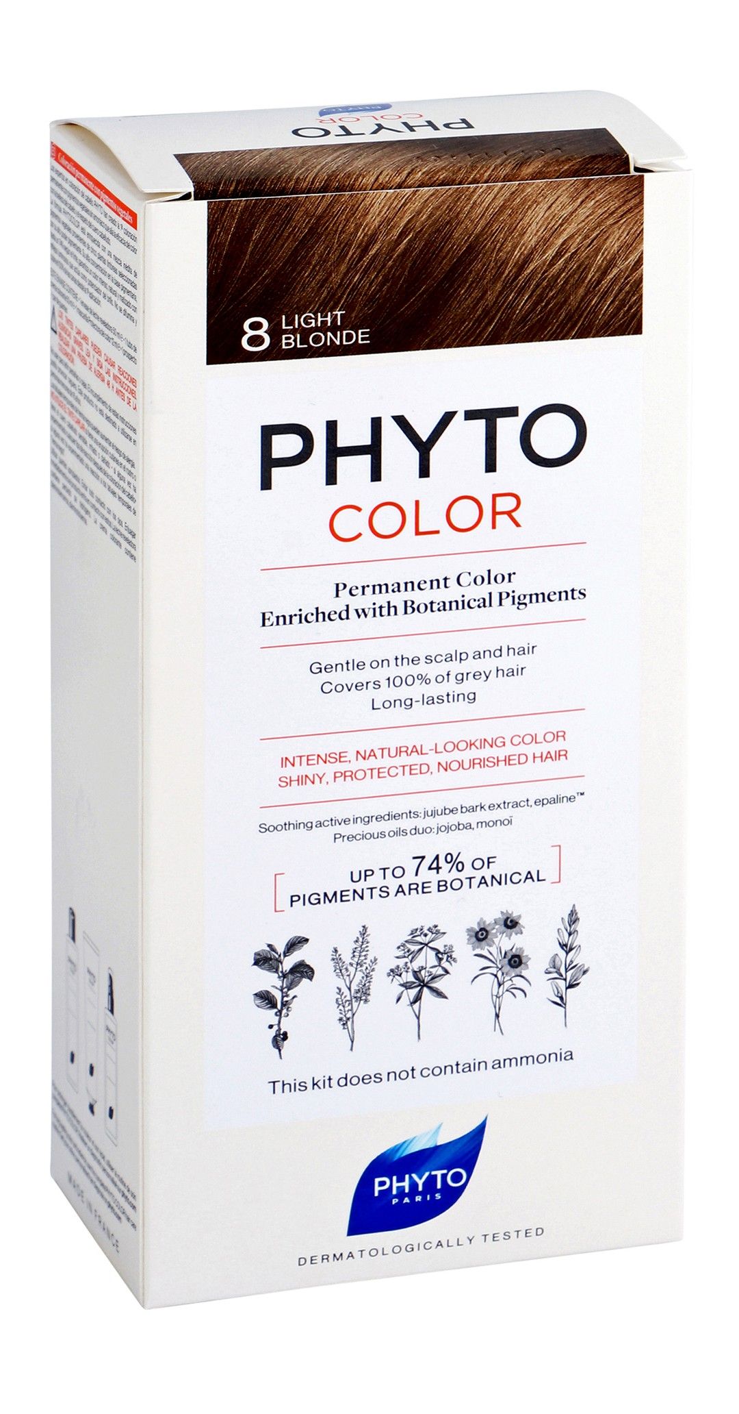Phyto Paris Permanent Hair Color with Botanical Pigments Light Blonde 8, 1 Pack