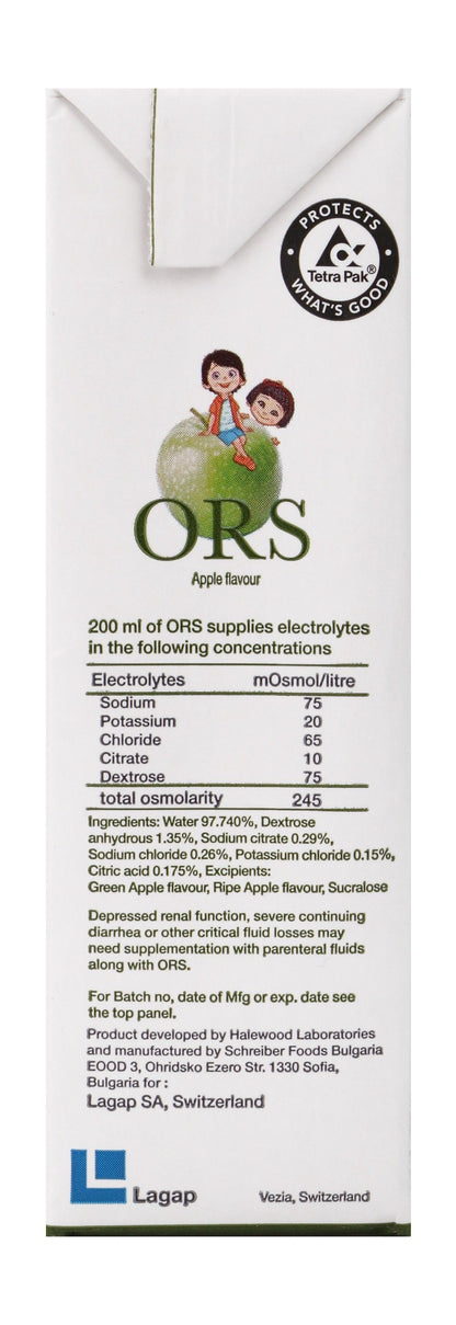 ORS Electrona Oral Rehydrating Electrolyte Drink Green Apple Flavor, 200ml - Makkah Pharmacy