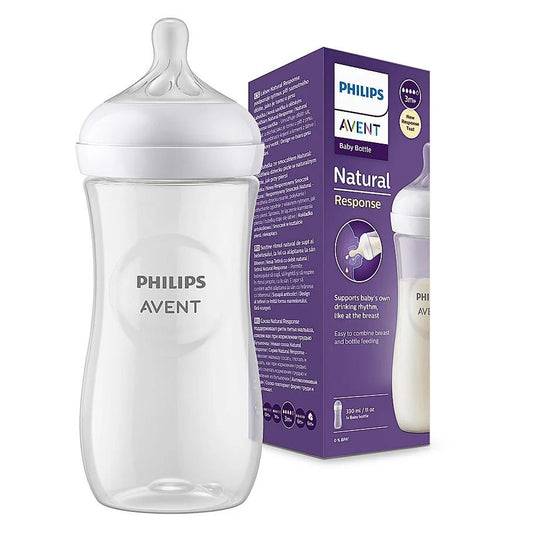Philips Avent Natural Response White 330ml Anti-Colic Feeding Bottle (3+ Months), 1 Piece - Makkah Pharmacy