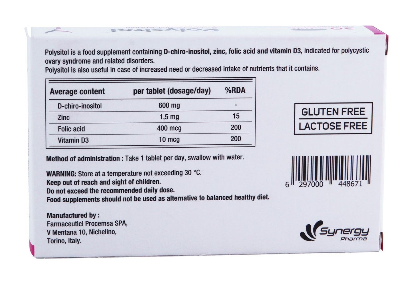 Polysitol D Chiro Inositol 600 Mg Tablets 30 Pieces - Makkah Pharmacy