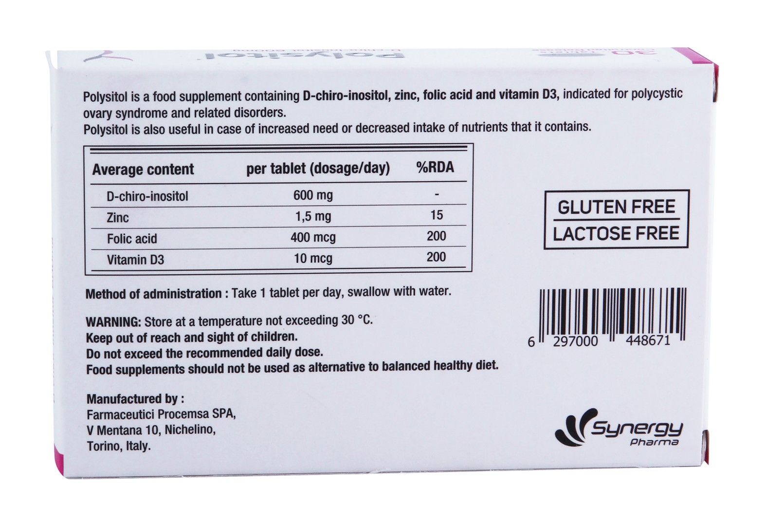 Polysitol D Chiro Inositol 600 Mg Tablets 30 Pieces - Makkah Pharmacy
