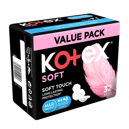 Kotex Soft Normal Maxi Protect Sanitary Pads Value Pack, 32 Pieces