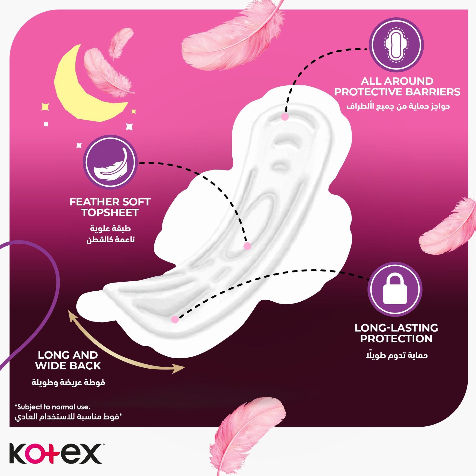 Kotex Soft Night Maxi Protect Sanitary Pads Value Pack, 24 Pieces