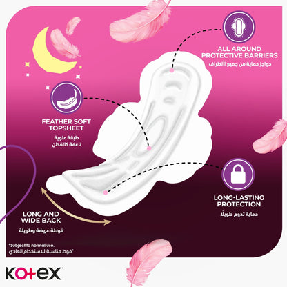 Kotex Soft Night Maxi Protect Sanitary Pads Value Pack, 24 Pieces