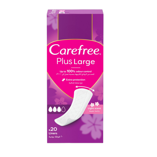 Carefree Plus Large Light Scent Pantyliners, 20 Pieces - Makkah Pharmacy