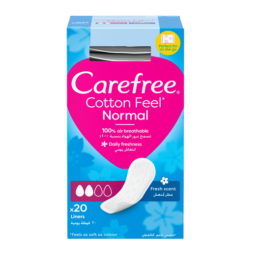 Carefree Normal with Cotton Extract Panty Liners, 20 Count - Makkah Pharmacy