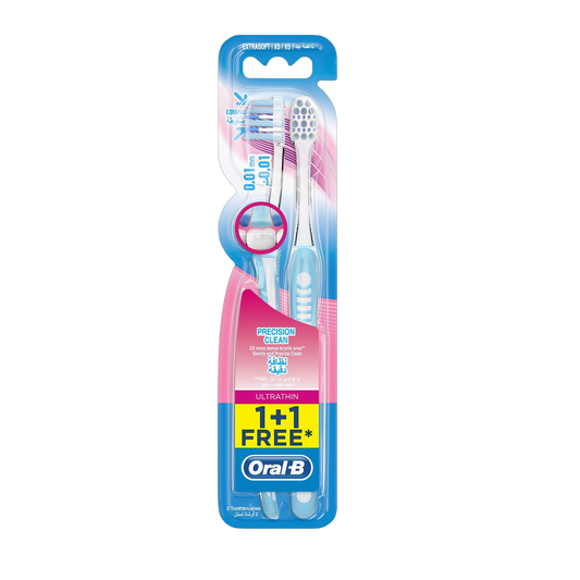 Oral-B Ultrathin Precision Clean Extra Soft Manual Toothbrush, 2 Pieces - Makkah Pharmacy