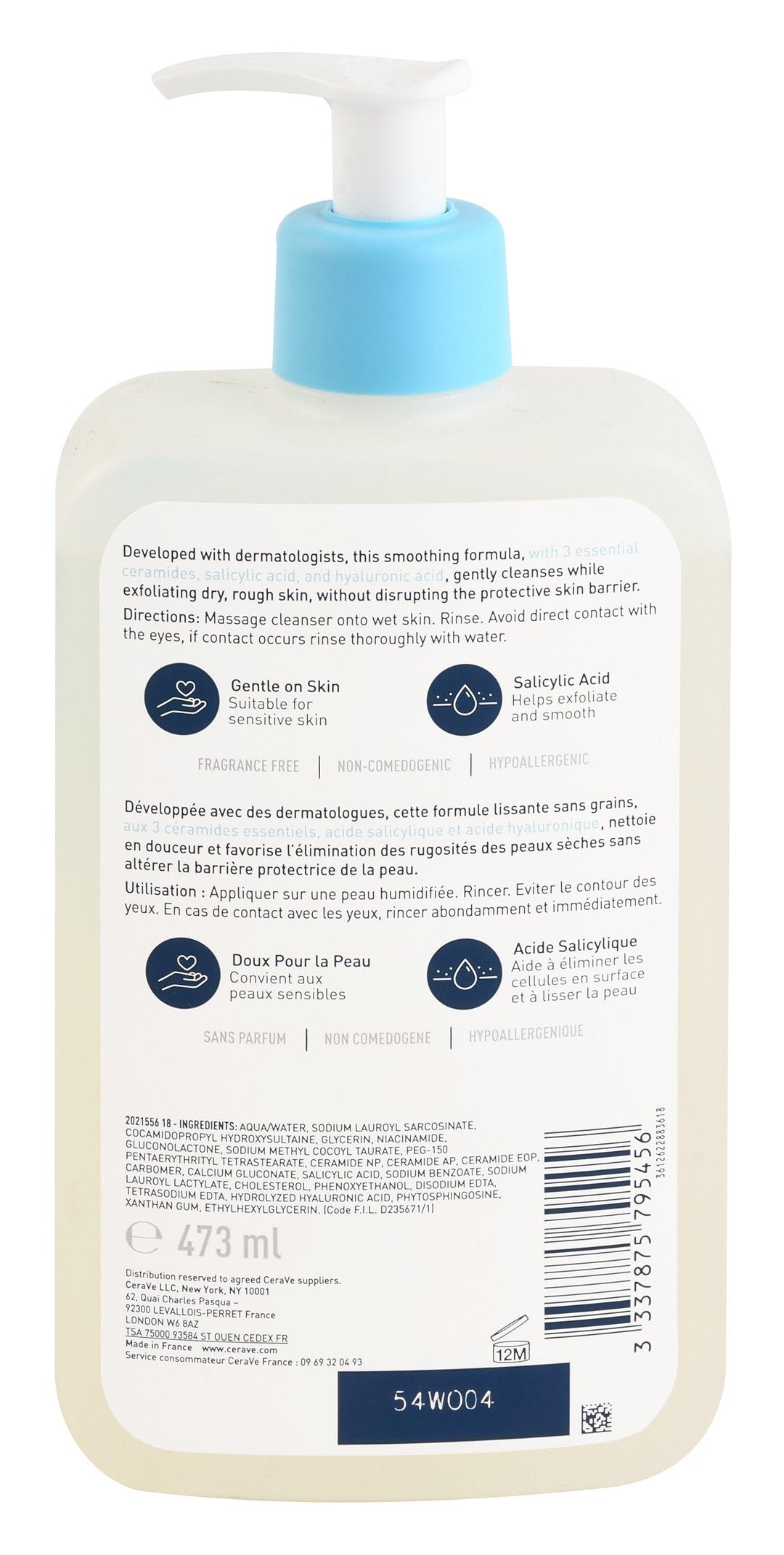 CeraVe Hypoallergenic SA Smoothing & Exfoliating Gel Facial Cleanser with Ceramides, Salicylic & Hyaluronic Acid for Dry, Rough & Bumpy Skin, 473ml - Makkah Pharmacy
