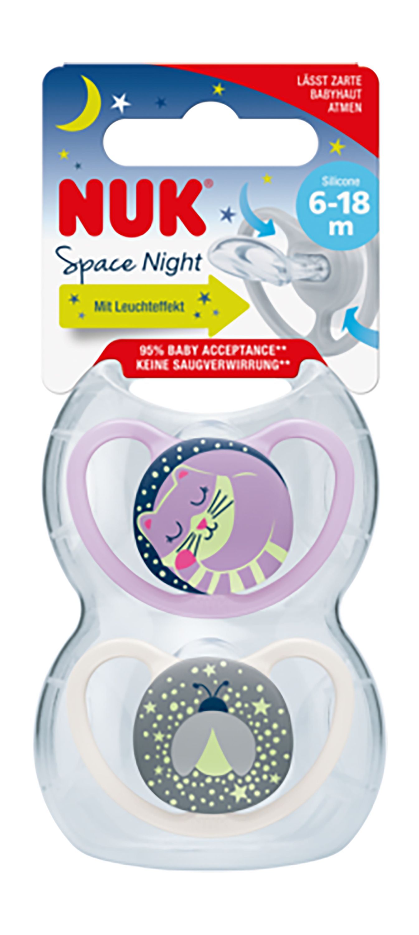Nuk Space Night Silicone Soother, 6-18Months - Makkah Pharmacy