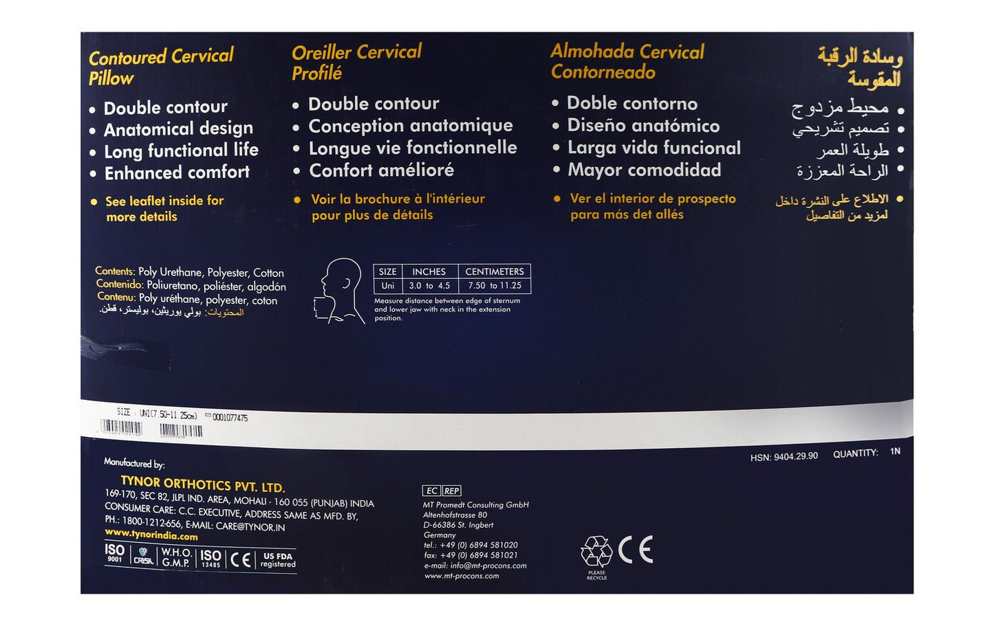 Tynor B 19 Contoured Cervical Pillow Universal - Makkah Pharmacy