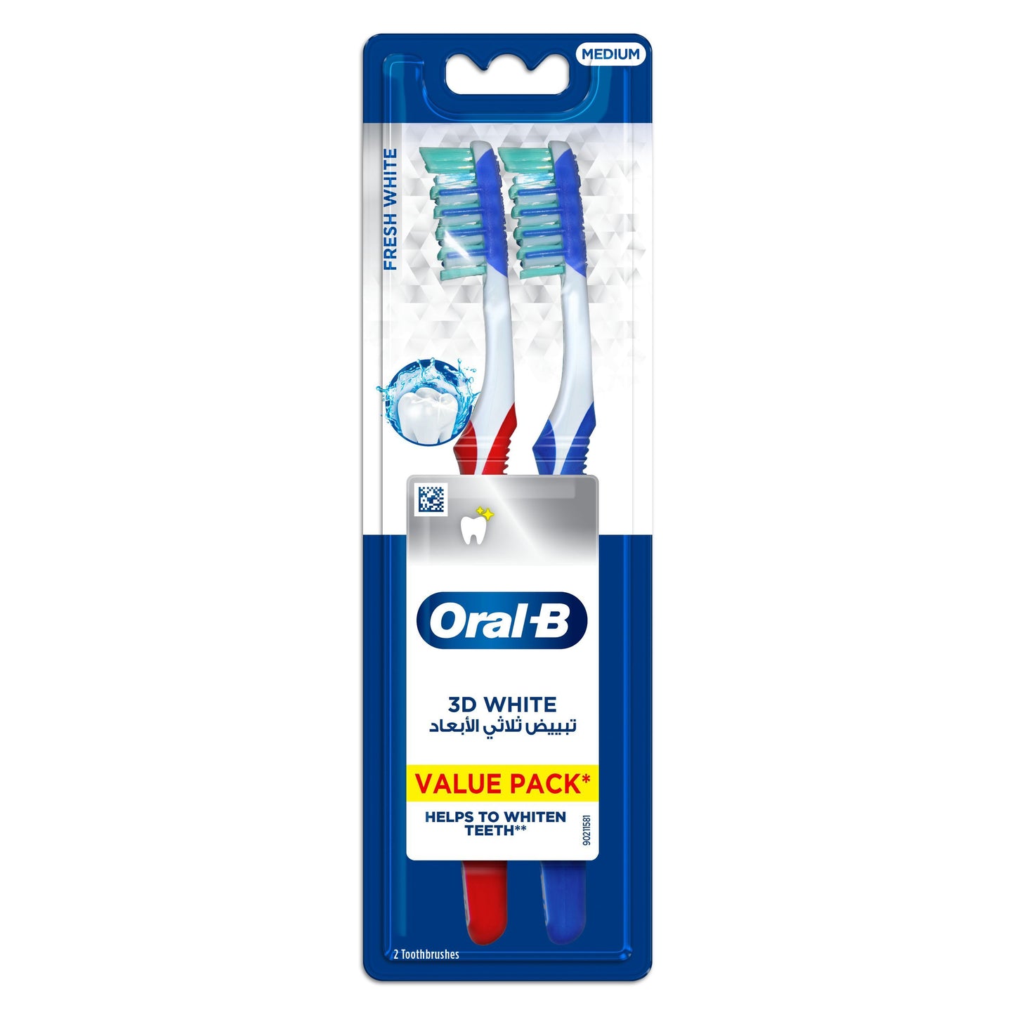 Oral-B 3D White Fresh Manual Toothbrush size 40 Medium, 2 Pieces