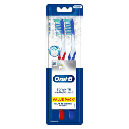 Oral-B 3D White Fresh Manual Toothbrush size 40 Medium, 2 Pieces