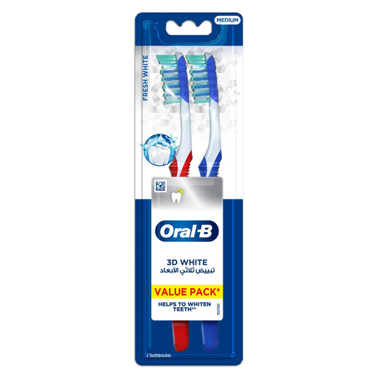 Oral-B 3D White Fresh Manual Toothbrush size 40 Medium, 2 Pieces