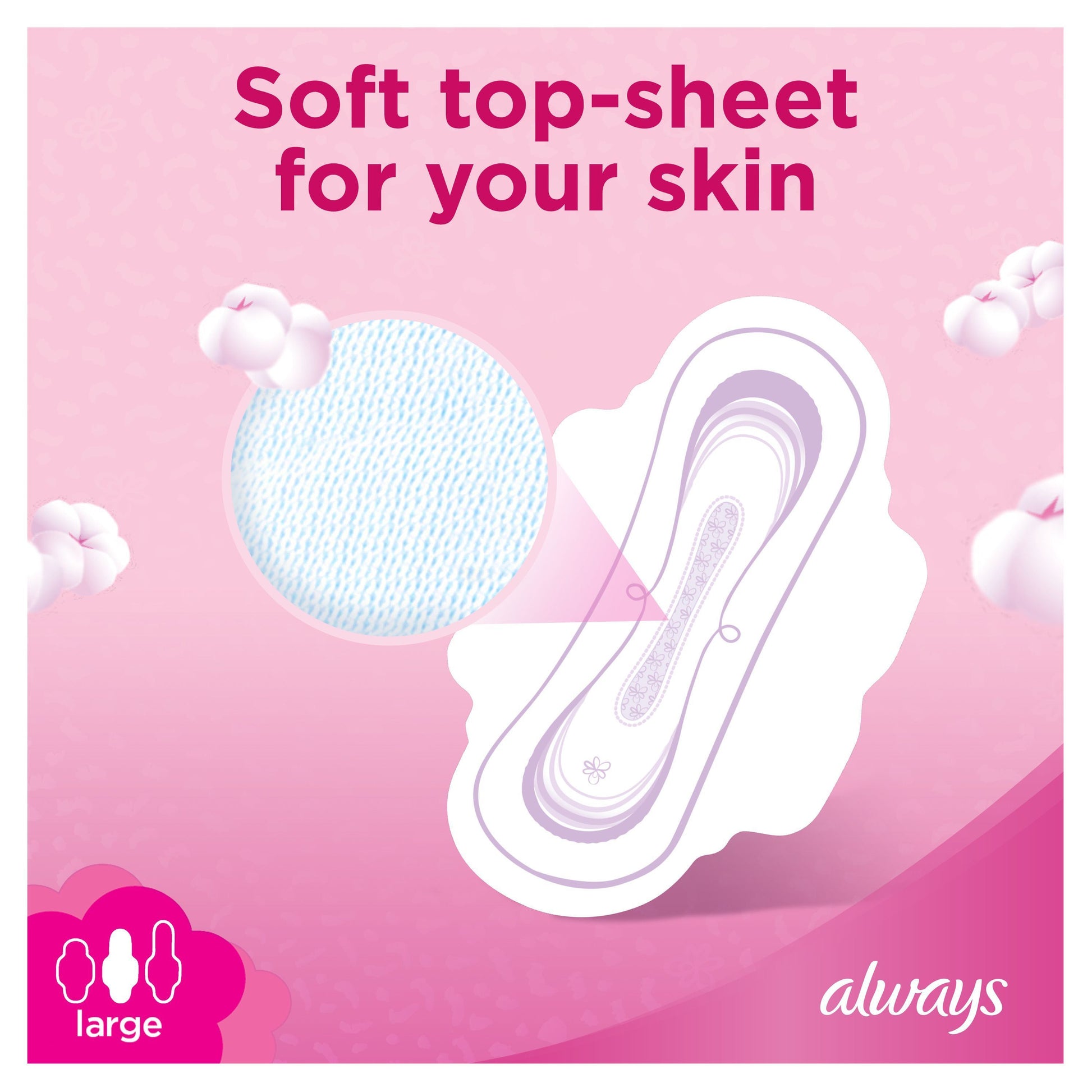 Always Ultra Thin Cottony Soft Sanitary Pads Large With Wings, 16  Pads - Makkah Pharmacy