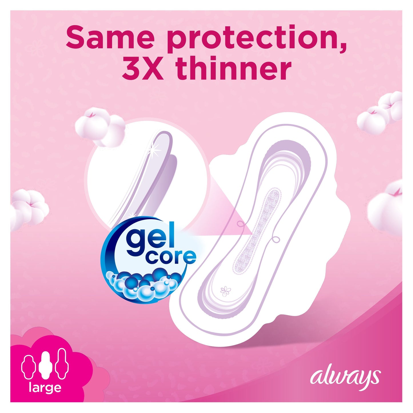 Always Ultra Thin Cottony Soft Sanitary Pads Large With Wings, 16  Pads - Makkah Pharmacy