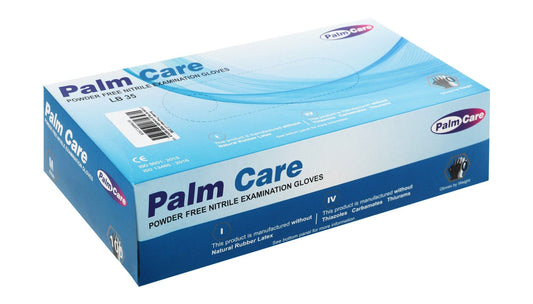 Palm Care Powder-Free Nitrile Examination Gloves, Medium, 100 Pieces - Makkah Pharmacy