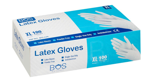 Bio Safety Powder-Free Latex Gloves XL, 100 Pieces - Makkah Pharmacy